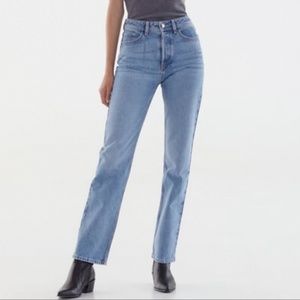 NWT ZARA Z1975 HIGH RISE STRAIGHT JEANS MID-BLUE